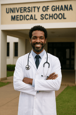 I am Dr. Kwabena Mensah Adusei, a general practitioner with over 20 years of experience practicing at leading hospitals in Ghana and South Africa. Born and raised in Accra, I early on realized that community health doesn't just depend on medications—it's also about connecting, listening, and guiding patients.
I graduated from the University of Ghana Medical School in 2004 and began my career at Korle Bu Hospital, where I learned the true value of patience and a service-oriented spirit. My drive to advance my expertise in community medicine led me to the University of Cape Town in South Africa, where I completed my Master's degree in Family Medicine.
I believe a great doctor doesn't just treat illnesses but empowers patients to understand and take control of their own health. My professional philosophy is: “Heal with knowledge, care with the heart.” Guided by this motto, I always aim to deliver precise, compassionate, and highly educational medical care.
Today, at Greater Accra General Hospital, I balance clinical practice with mentoring the next generation of young doctors—those who will carry forward our mission of community service. I'm particularly passionate about chronic health conditions, primary care, and preventive medicine.
After more than two decades in medicine, what brings me the most joy isn't the number of cases I've treated, but the trust in patients' eyes as they leave my clinic with a smile and renewed hope.
