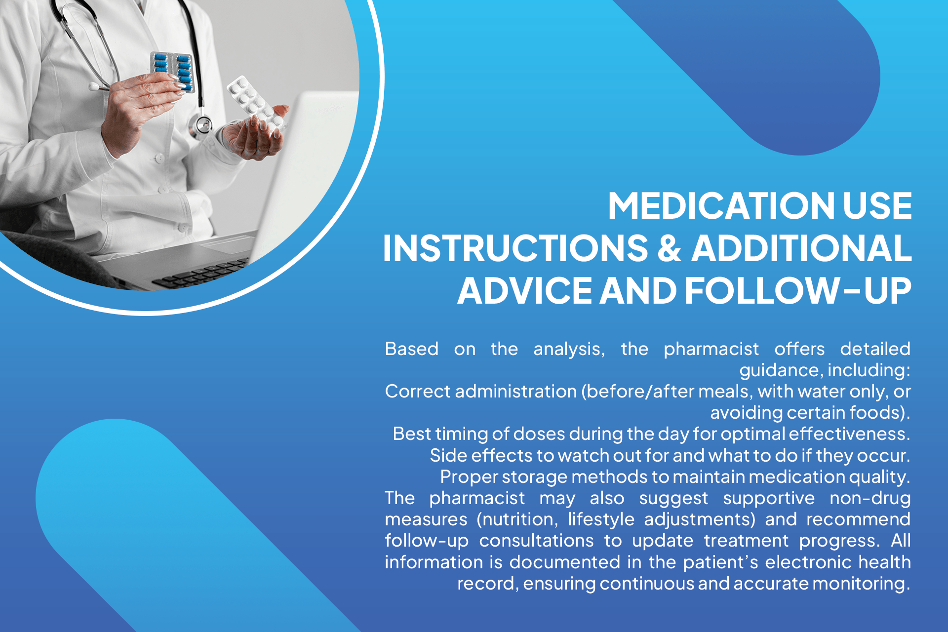 Online Pharmacist Consultation Instructions on drug use, drug interaction checks. 4