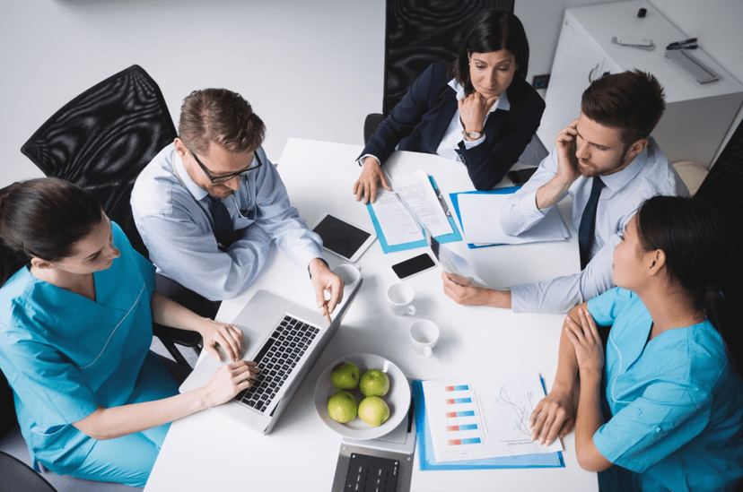 Professional meeting with healthcare team
