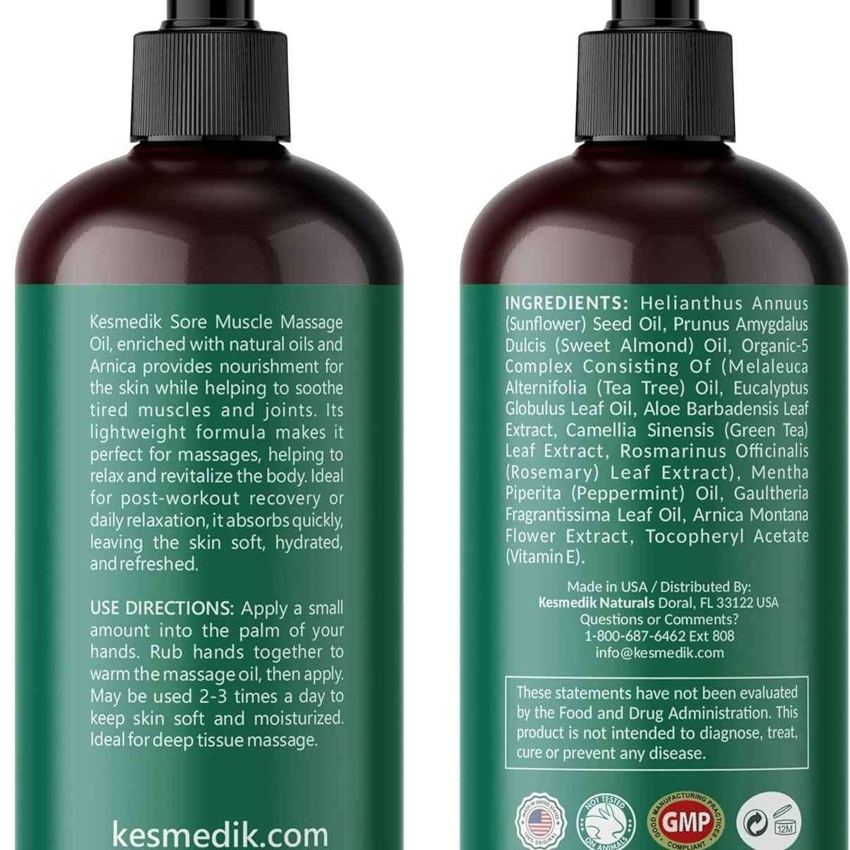 Sore Muscle Massage Oil for Massage Therapy with Arnica, Eucalyptus & Tea Tree Oil Blend for Deep Muscle Relief, Recovery, Softens Skin & Anti-Cellulite Massage for Professional & Home Use. - Image 2