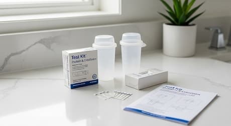 Rapid test kit for proteinuria or creatinine at home